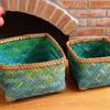Exotic Green Bamboo Handwoven Basket: Ethnic Style Art for Storage & Decoration