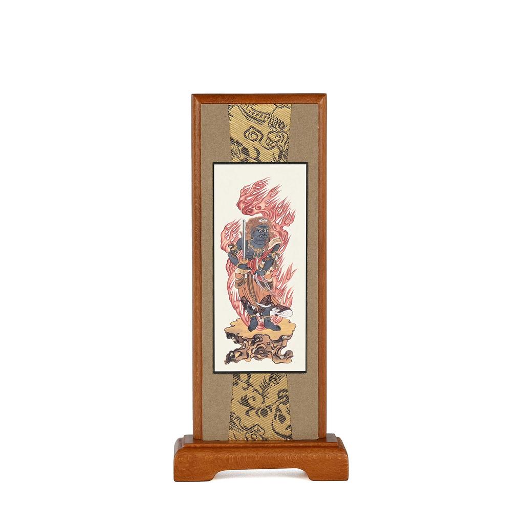 Urban Workshop Acala Standing Hanging Scroll (Walnut Color) Wooden Frame Buddhist Altar Accessories Mini Size 20cm High X 9cm Wide