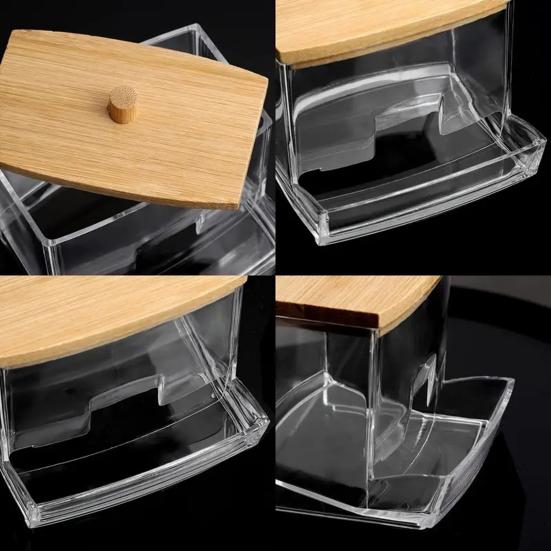 Cotton Swab Box with Lid Dustproof Transparent Visible Design Toothpicks Cotton Swab Dispenser Storage Case