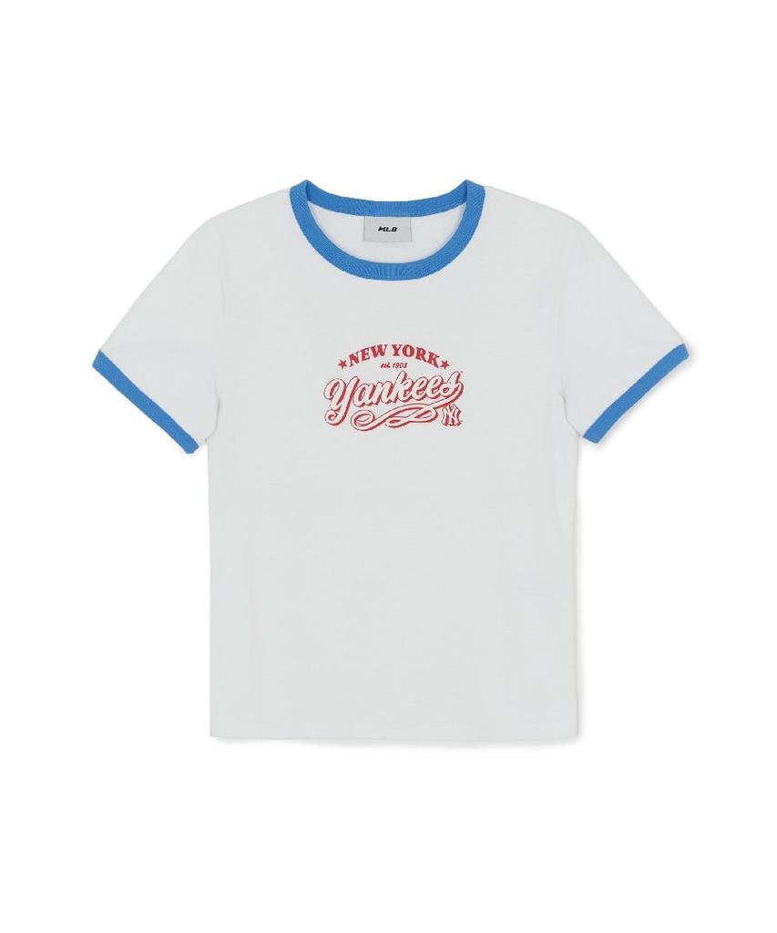 Женская облегающая футболка сlettering в стиле varsity, фактурная, с контрастной отделкой горловины и рукавов, Ny (белый)