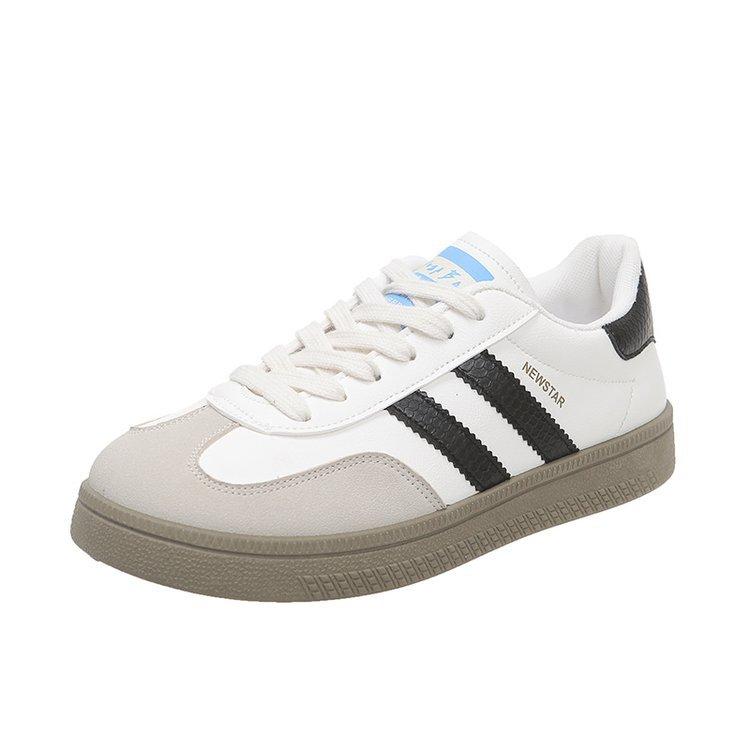 Кроссовки в стиле ретро, немецкие, женские, осень 2024, новые универсальные, на плоской подошве, со шнуровкой, повседневные, маленькие белые туфли