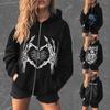 Women's Oversized Zip Hoodie  Halloween Graphic Print Jacket Top Streetwear Sweatshirt