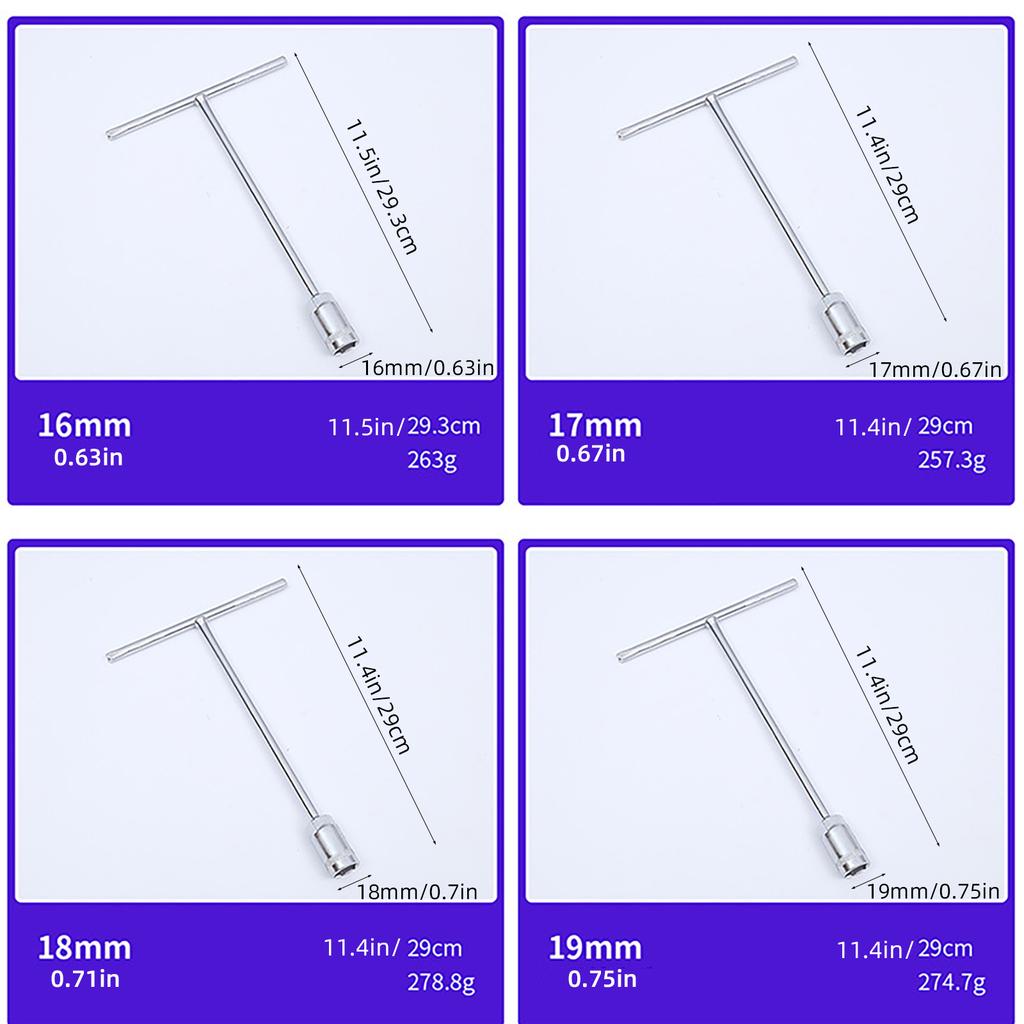 Steel T Handle Hexagonal Socket Wrench Tool for Car Engine and Chassis Bolt Fastening Removal Narrow Spaces Applications