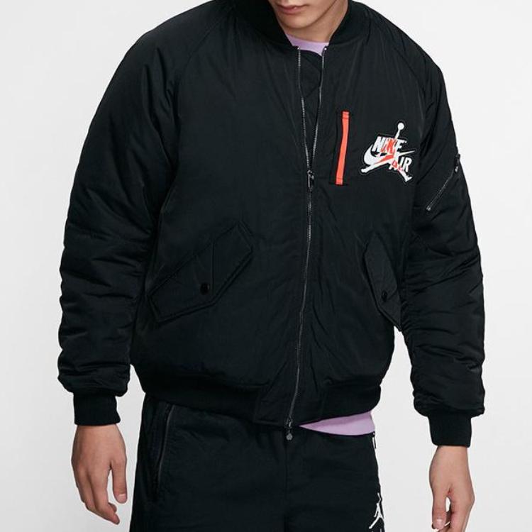 Jordan Wings MA-1 с логотипом и принтом, теплая свободная повседневная куртка-бомбер на молнии, мужские куртки черного цвета AV2599-010