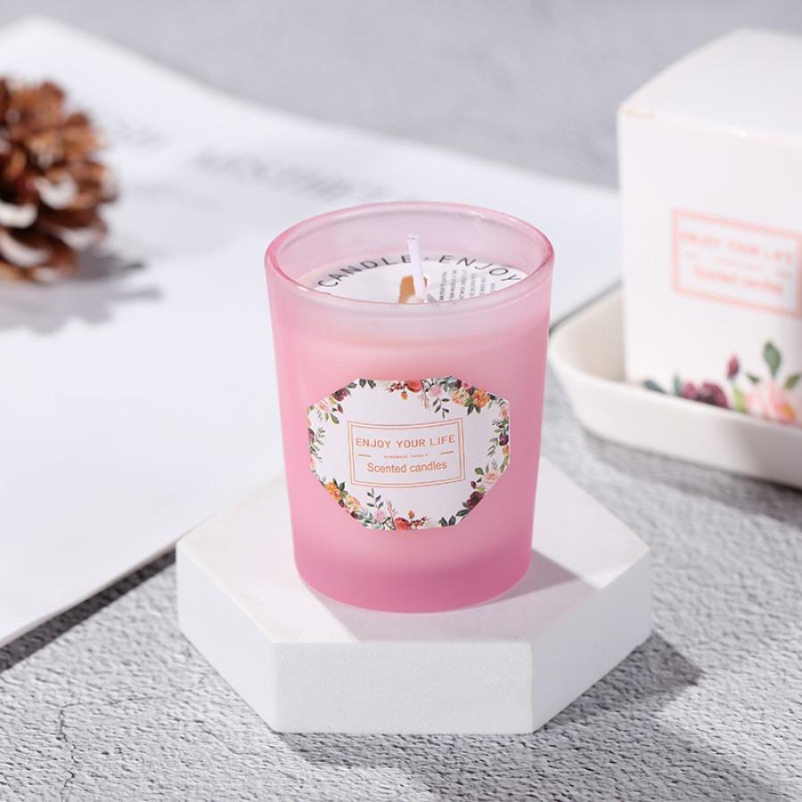 1pc Fragrant Candle Creative Nordic Glass Cup Soy Wax Smokeless Aromatherapy Candle for Home, Wedding, Festival Party Candles