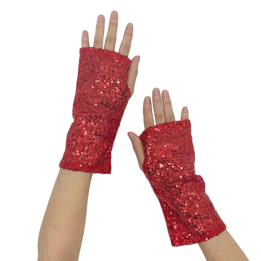 Vintage Cosplay Mittens Fingerless Dancing Gloves Fashion Sequins Gloves Party Club