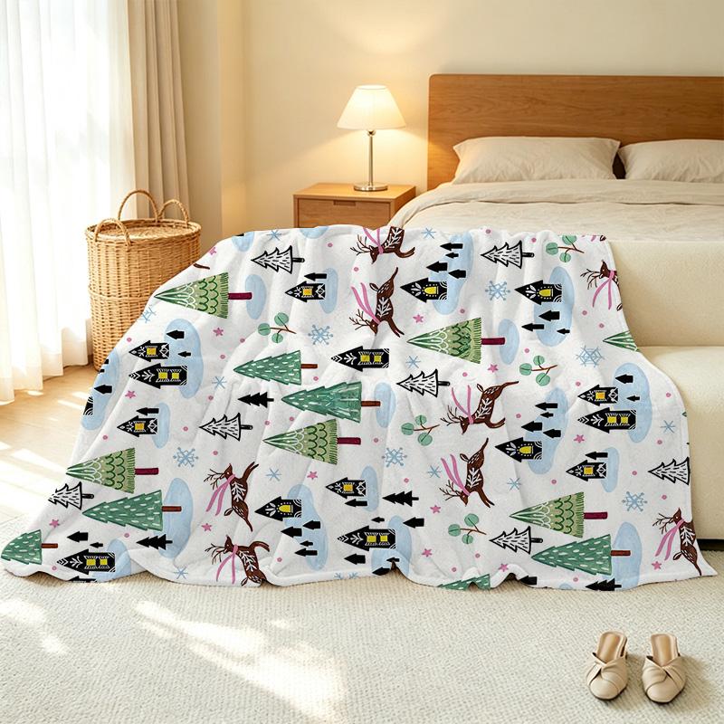 Winter Forest Flannel Blanket - Thick Warm Soft Cozy Throw, All-Season Use, for Bed Sofa Bedroom Living, Christmas Home Decor
