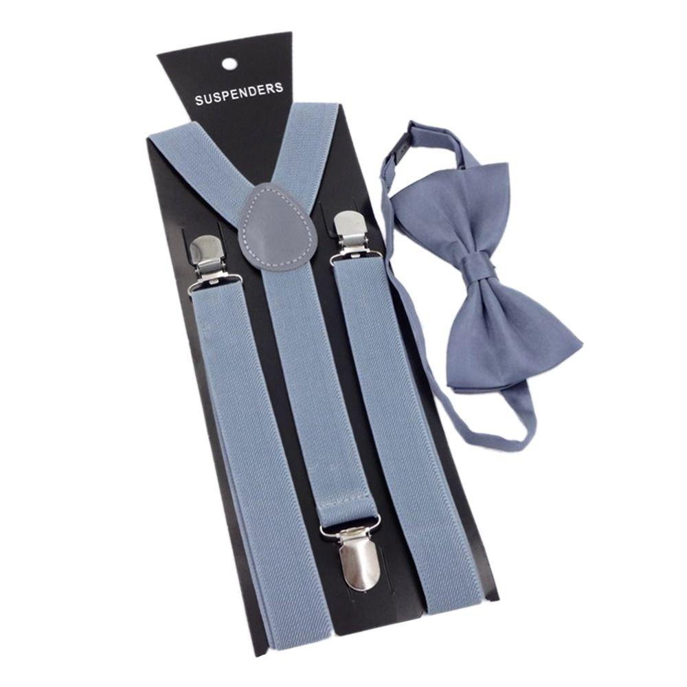 Эластичные мужские и женские однотонные подтяжки унисекс регулируемые ремни галстуки-бабочки комплект