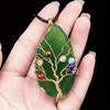 Natural Agate Stone Life of Tree Pendant Necklace Rough Wire Winding Pendant Sweater Chain Jewelry Women's for Necklace 7 Chakra