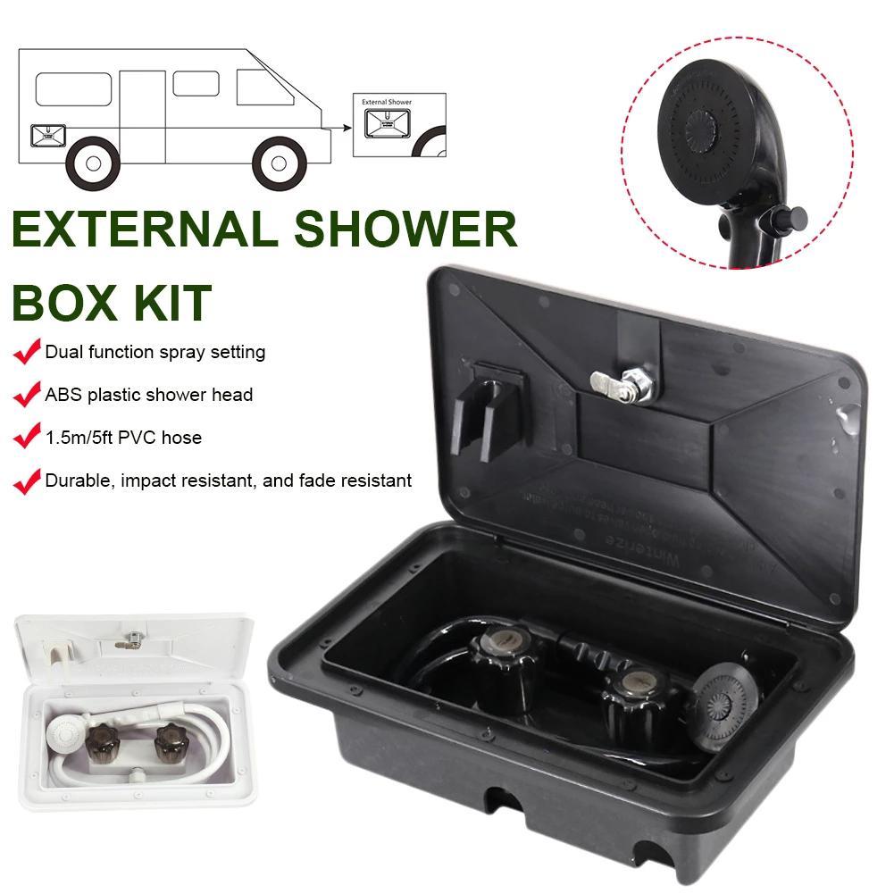 1 Set RV Shower Box Kit With Lock Boat Marine Camper Motorhome Bathroom Kit Accessories White Black