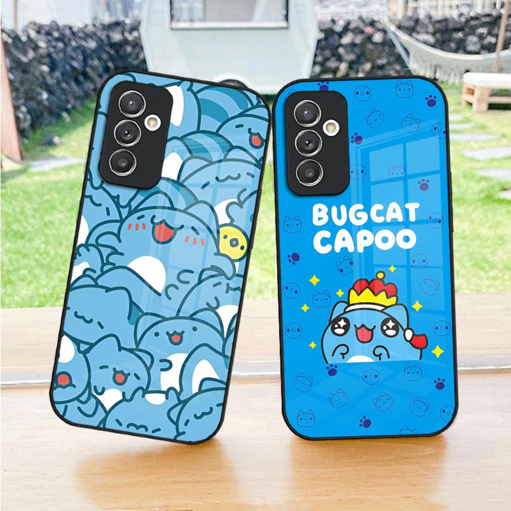 Чехол для телефона Bug Cat C-Capoo для S23 Samsung S26 S24 S25 Ultra S22 S20 Fe S21 Plus A54 A34 A53 A16 Стеклянная крышка