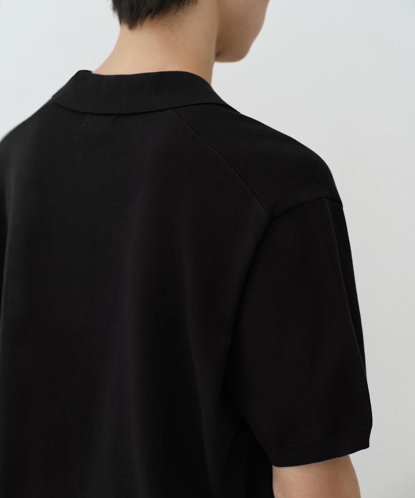 MUSINSA STANDARD Washable Supima Cotton Slit Neck Knitted Polo Shirt [Black]