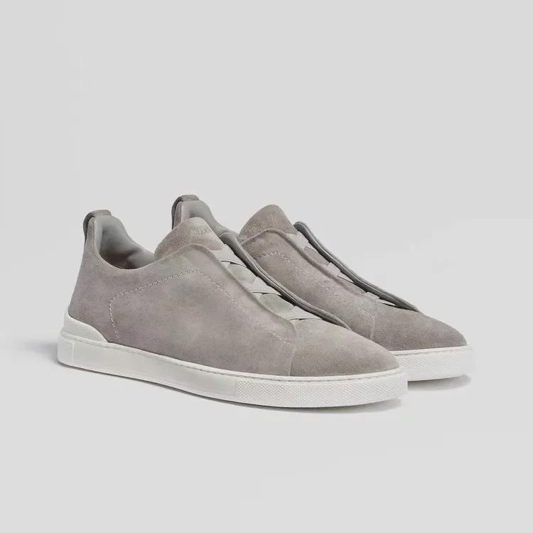 Мужские летние черные кожаные кроссовки Slip-On: Дышащие, легкие, повседневные, с круглым носком и плоской подошвой