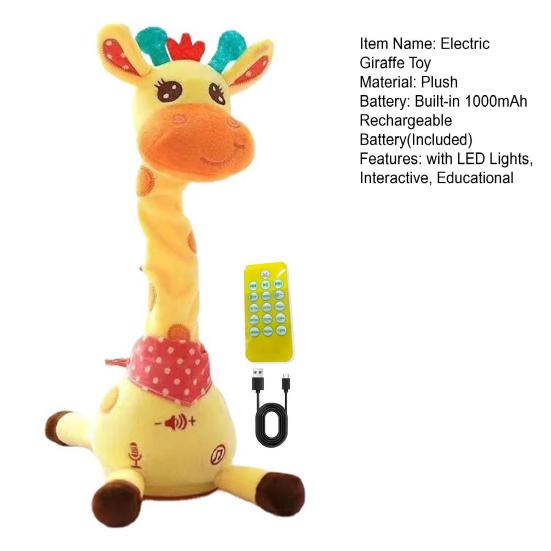 Dancing Giraffe Toy with LED Lights Sings Dances Repeats What You Say Plush Giraffe Toy Baby Electric Talking Stuffed Giraffe Musical Toy