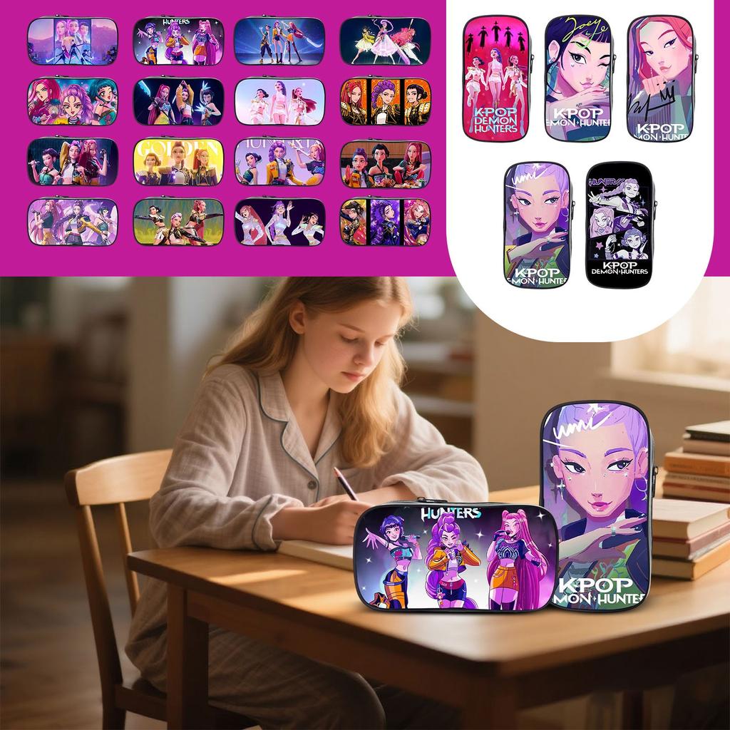 KPOP Girls Cartoon Pencil Case Elementary School Pencil Case Stationery Bag Children's Pencil Case Anime Print