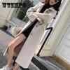 Woolen Coat Women's Mid-length Autumn and Winter Clothes Korean Style Solid Color Loose Casual Over-the-knee Woolen Coat