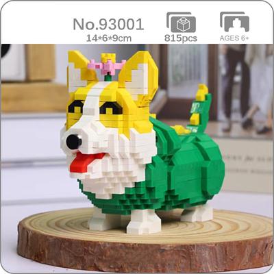 93001 мир животных вельш корги собака цветок динозавр кукла DIY мини алмазные блоки кирпичи строительные игрушки для детей без коробки