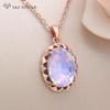 Fashion Oval Crystal Pendant Necklace For Women Wedding Party Cubic Zirconia Rose Gold Color Jewelry Gift