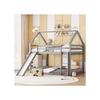 Двухъярусная кровать - MUVOE - 140x200 см - Серая - Горка - Лестница с возможностью перестановки