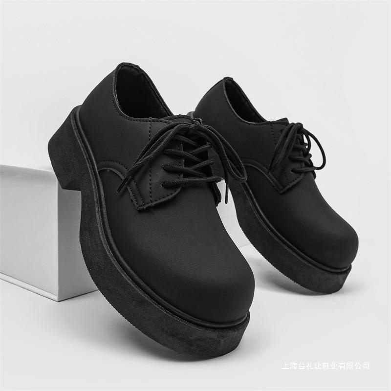 Autumn New Leather Shoes Men's Casual Derby Mickey Big Head and Wide Feet Hair Stylist Japanese High Sense
