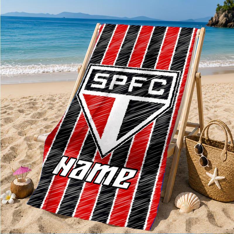 Custom Name Beach Towel SPFC Team Spirit Microfiber Beach Towel, Lightweight for Summer Travel, Swimming Pool Fan Birthday Gift