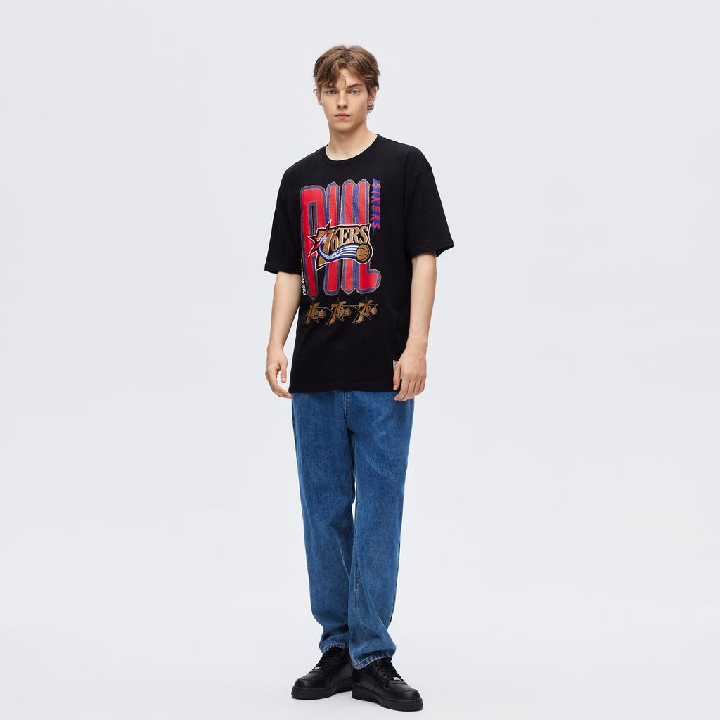 Mitchell & Ness 100% Хлопок Футболка Унисекс Черный MN25ATS29P7