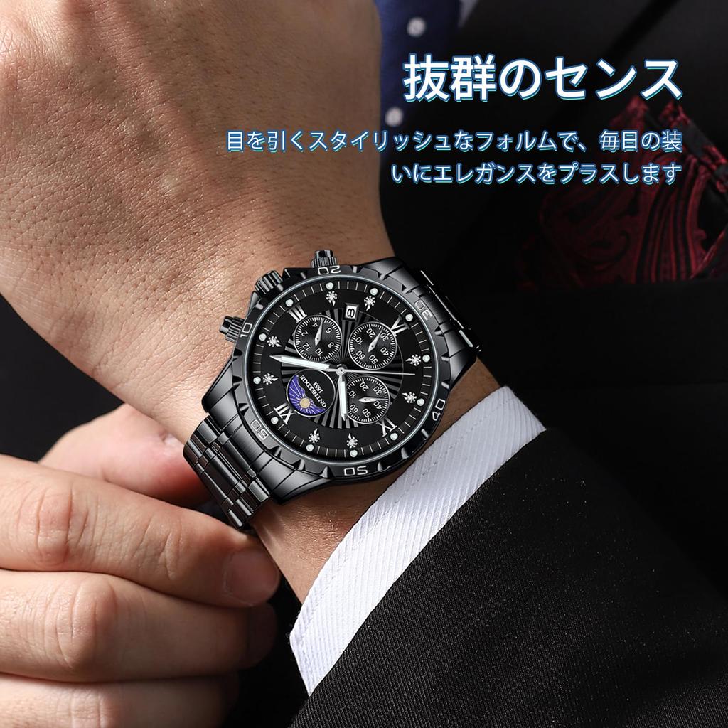 Quartz Chronograph 10 ATM Water Popular Simple Date Luminous Stainless Steel Perfect Gift for Job and Suits Men's Wristwatch, Resistant, Stylish,