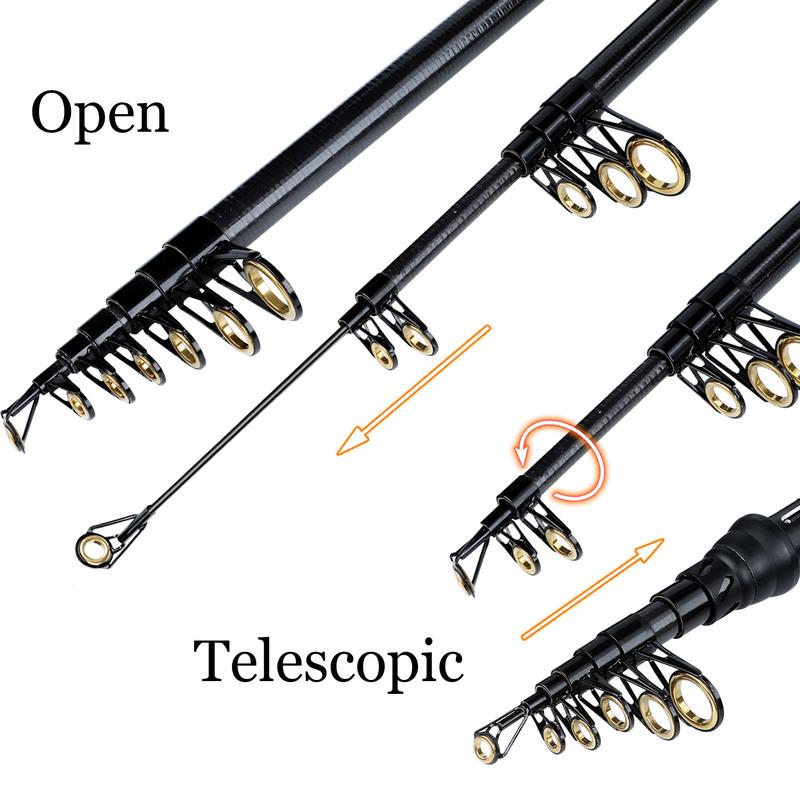 Удочка 24 тонны, легкая телескопическая удочка из углеродного волокна с направляющими кольцами из нержавеющей стали