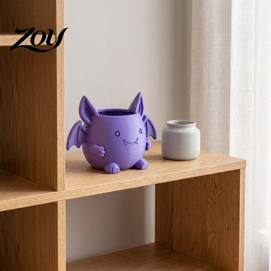Decorative Bat Planter for Balcony 3D Printed Devil Flower Pot, Gothic Halloween Pot with Unique Plant Holder Windowsills Wings Home Office