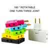 1PC180 Degree Rotating EU Plug Converter with Three Extension Plugs, Mini Slim Wireless Outlet Adapter with Light for Convenience