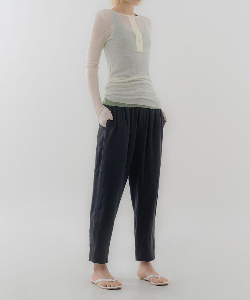 HASUO Linen Lounge Pants_Navy
