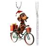 Christmas Tree Ornaments Lifelike Puppy Riding Bicycle Pendant 2D Flat Double-Printed Acrylic