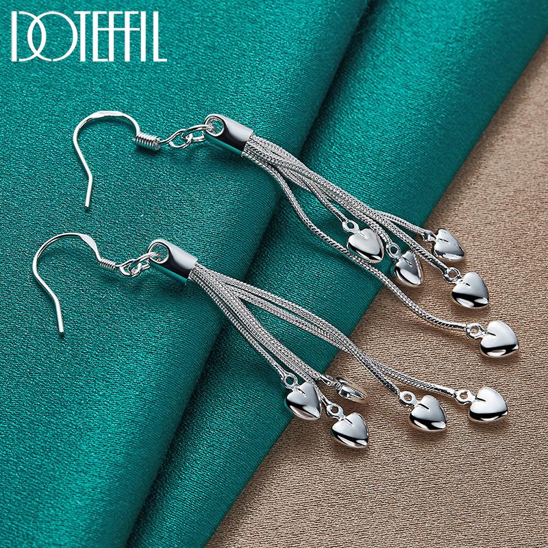 Очаровательные серьги-сердечки серебряные модные подарочные украшения