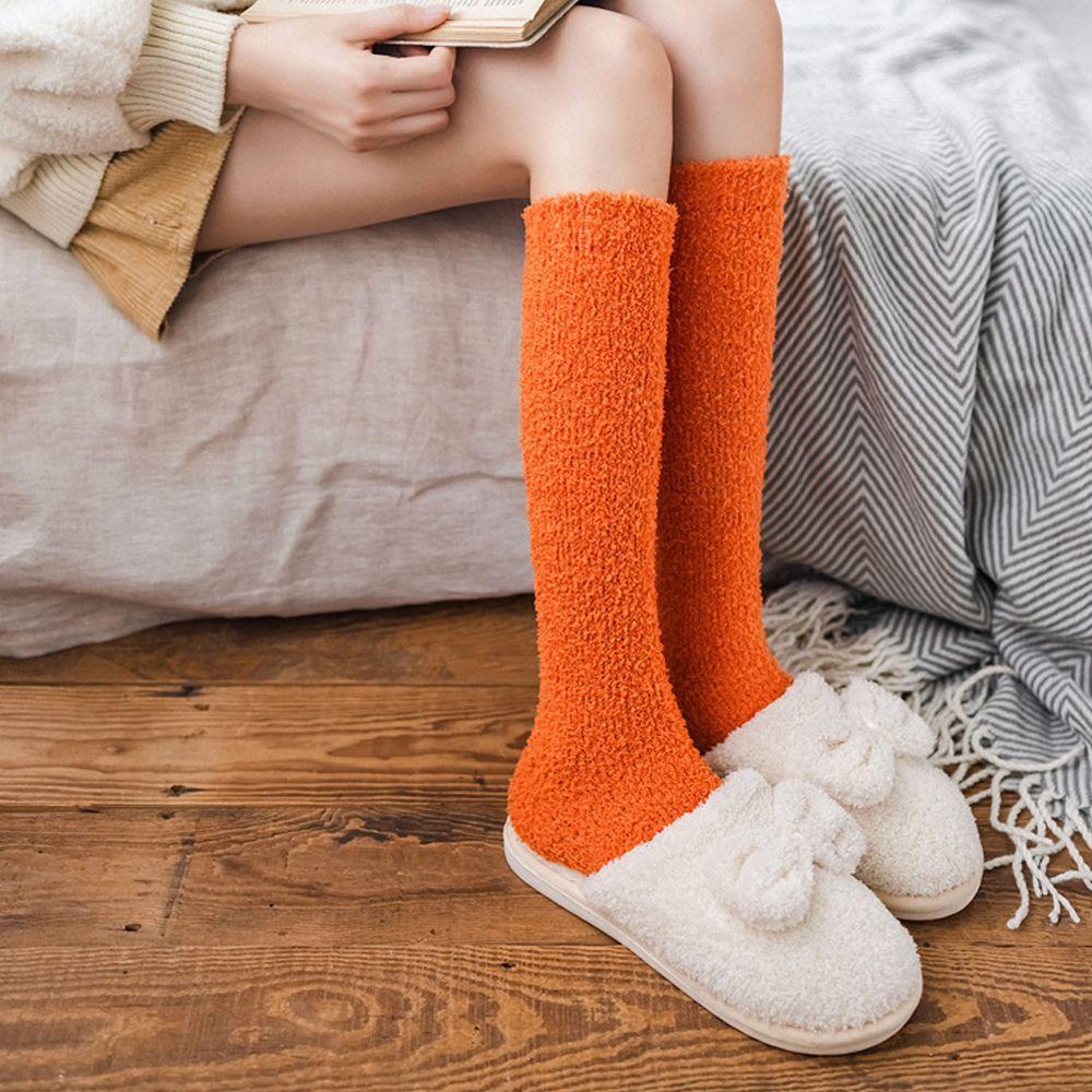 Gift Pure Color Soft Thick Winter Warm Bed Floor Coral Velvet Socks Sleep Socks Fluffy Cosy
