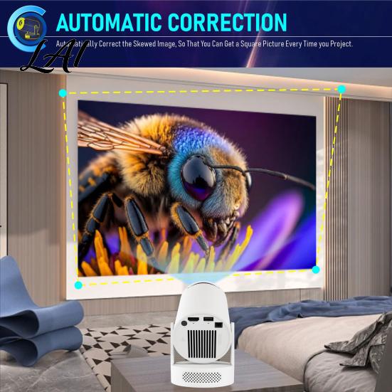 200 ANSI LED Projector Mini Portable with WiFi 6 & Bluetooth-compatible 5.4 4K Supported Supported Lumens 210 Degree Rotation Smart 5W Sound Base
