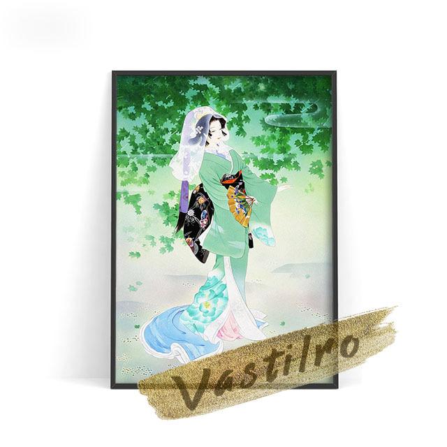 Морита Харухико, постер японского традиционного костюма и дизайн кимоно, любительская коллекция, стена красоты Укиеэ