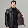 Куртка из натуральной кожи для мужчин на осень и зиму плюс бархатный наряд для папы среднего возраста, цельнокроеная кожаная куртка из натуральной кожи с мехом