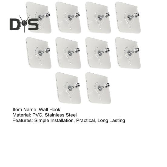 10Pcs Drill Free Adhesive Hooks Strong Load-bearing Waterproof Easy To Install Picture Hangers Wall Mount Screw Hooks