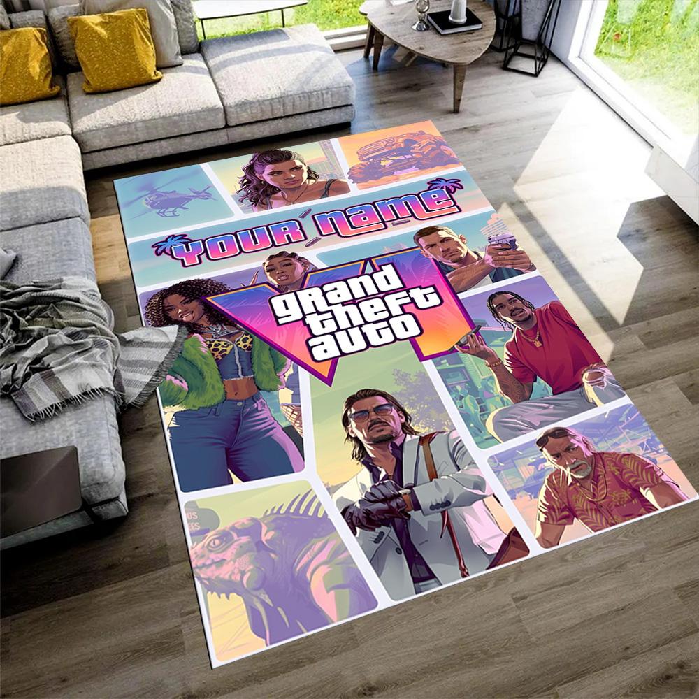 Grand Theft Auto Customizable Name Area Rug Suitable for Kitchen Game Room Entryway Playrooms Antislip Carpet Office home decor Wedding Party Gift
