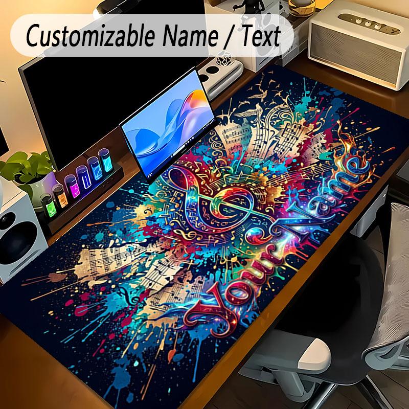 Music Theme Personalized Mouse Pad Custom Name Text Non Slip Desk Pad For Laptop Office Desktop