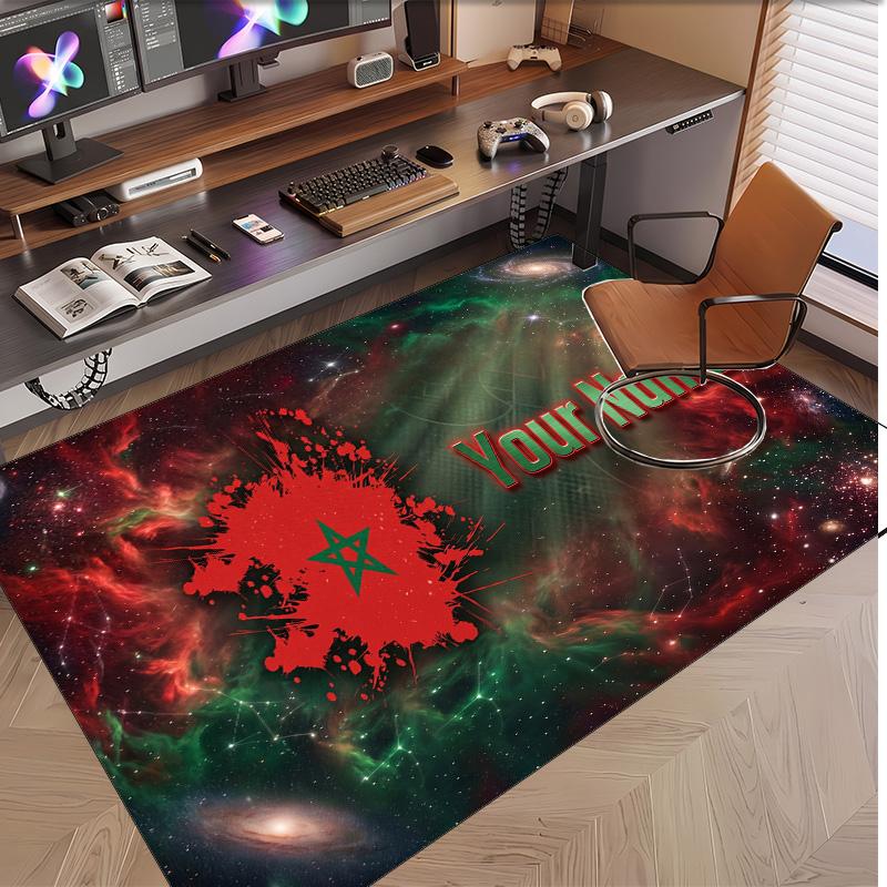 Personalized Crystal Velvet Carpet Morocco Football Pattern Non Slip Floor Rug