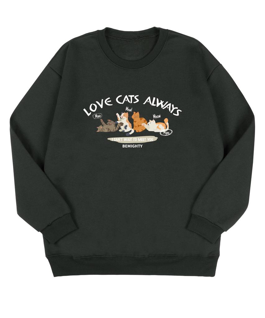 BEMIGHTY Love Cats Oversized Double-Sided Sweatshirt [Melan Grey] (B Type)