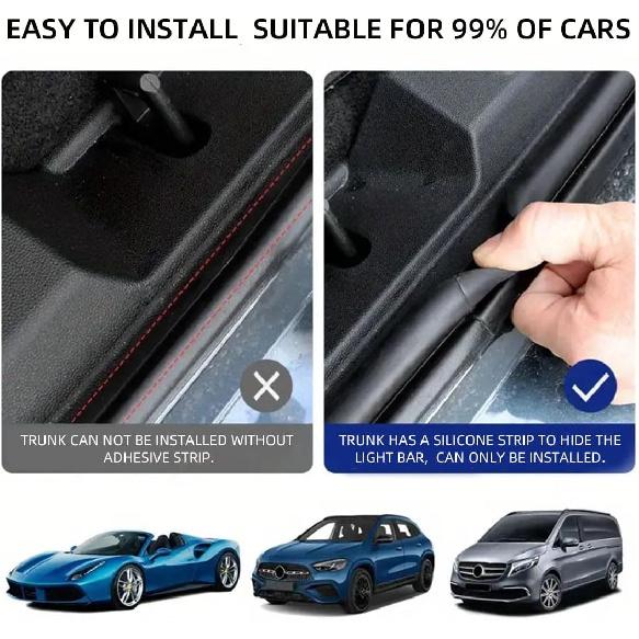 Car LED Strip Lights, Dynamic Trunk Ambient Light, White Colors 157.48" Flexible Led Light Strip, Easy Tall, Waterproof, Universal Fit For Car