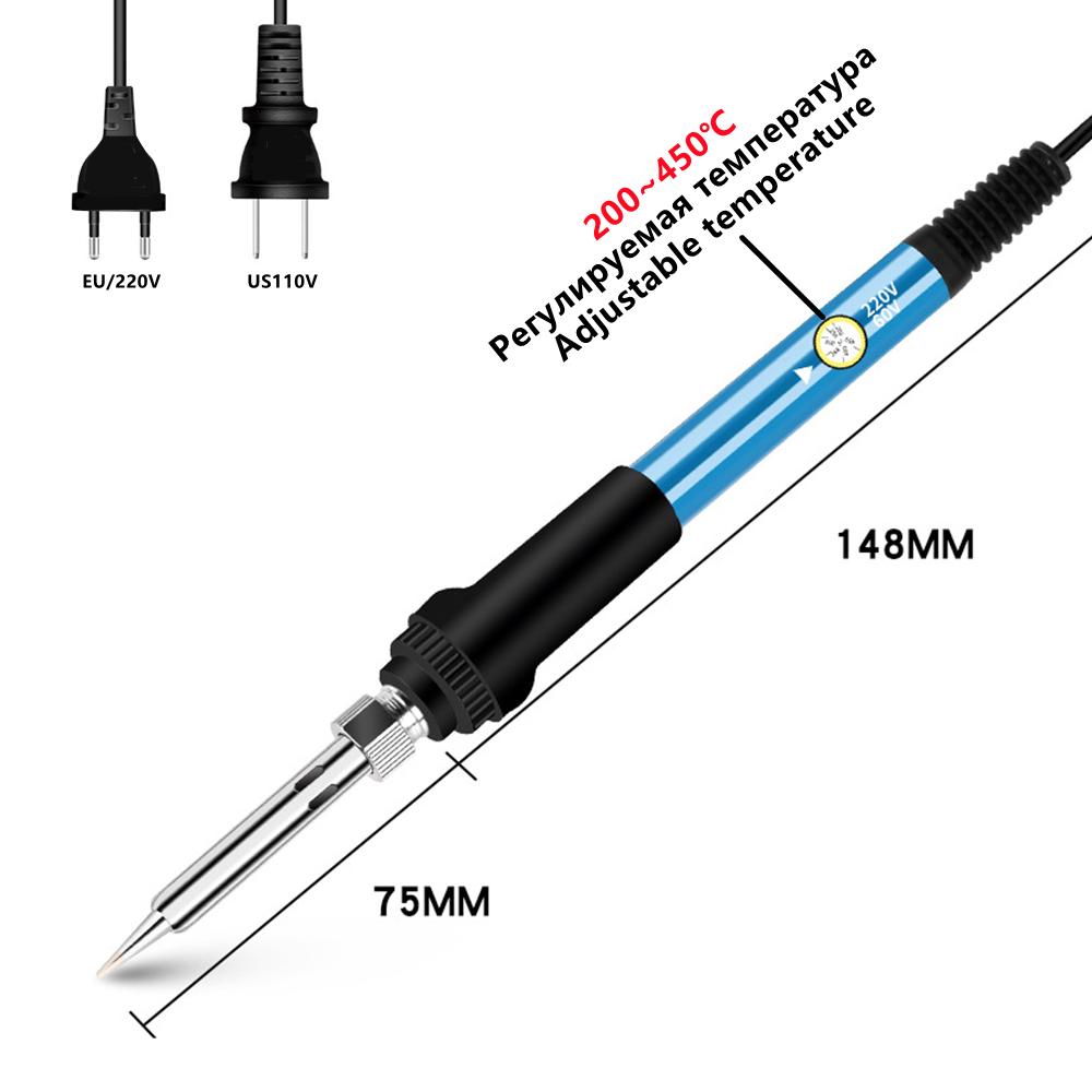Adjustable Temperature Electric Soldering Iron 220V 60W Welding Solder Rework Station Heat Pencil Tips Repair Tool