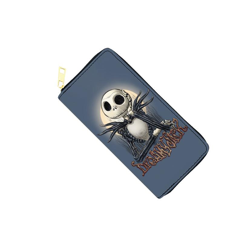 Nightmare Before Christmas PU Long Zip Wallet for Women Single Zipper Clutch Makeup Bag 3pcs