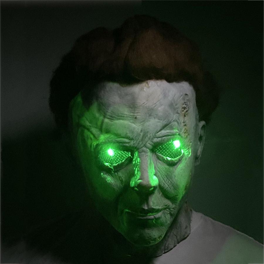 LED Eyes Latex Full Head Adult Mask For Michael Myers Mask