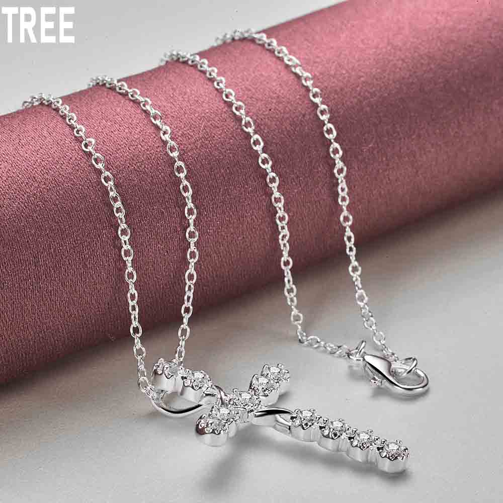 Ожерелье с подвеской в виде креста из стерлингового серебра 925 пробы с цирконами, модные свадебные украшения