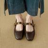 Модные балетки в французском стиле с плоской подошвой, женские, с мангообразным носком, мягкие, ретро, туфли Мэри Джейн, кожаная версия, низкий каблук, круглый носок, резиновая подошва