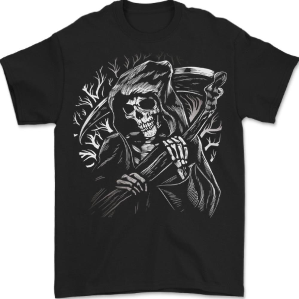 Grim Reaper Illustration Mens T-Shirt 100% Cotton Unisex T-Shirt