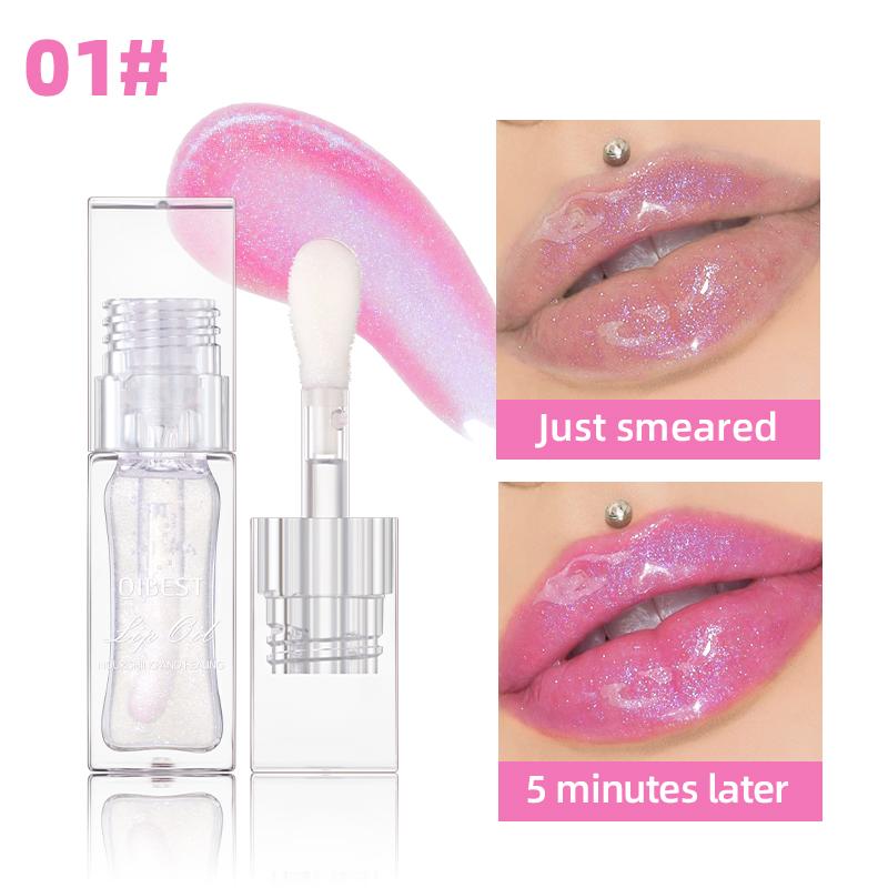 QIBEST 1pc Temperature Change Lip Oil Lipgloss Moisturizing Lasting Pink Clear Lip Glaze Pearlescent Lipgloss Makeup